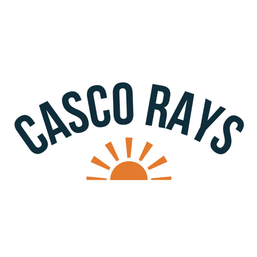 Logo of Casco Rays with an orange sun graphic on a white background